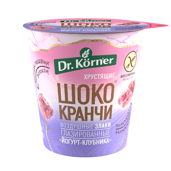 Продукт хрустящий зерновой «Шококранчи» злаковые «Клубничные с йогуртом» глазированные.