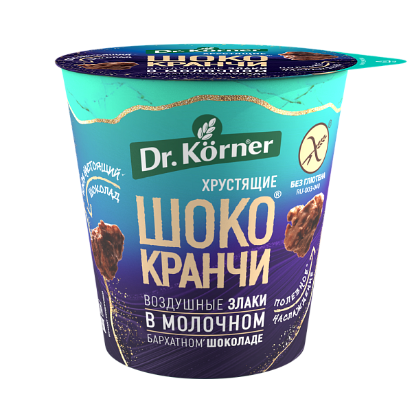 Продукт хрустящий зерновой «Шококранчи» кукурузно-рисовые карамельные в молочном шоколаде c какао-порошком.